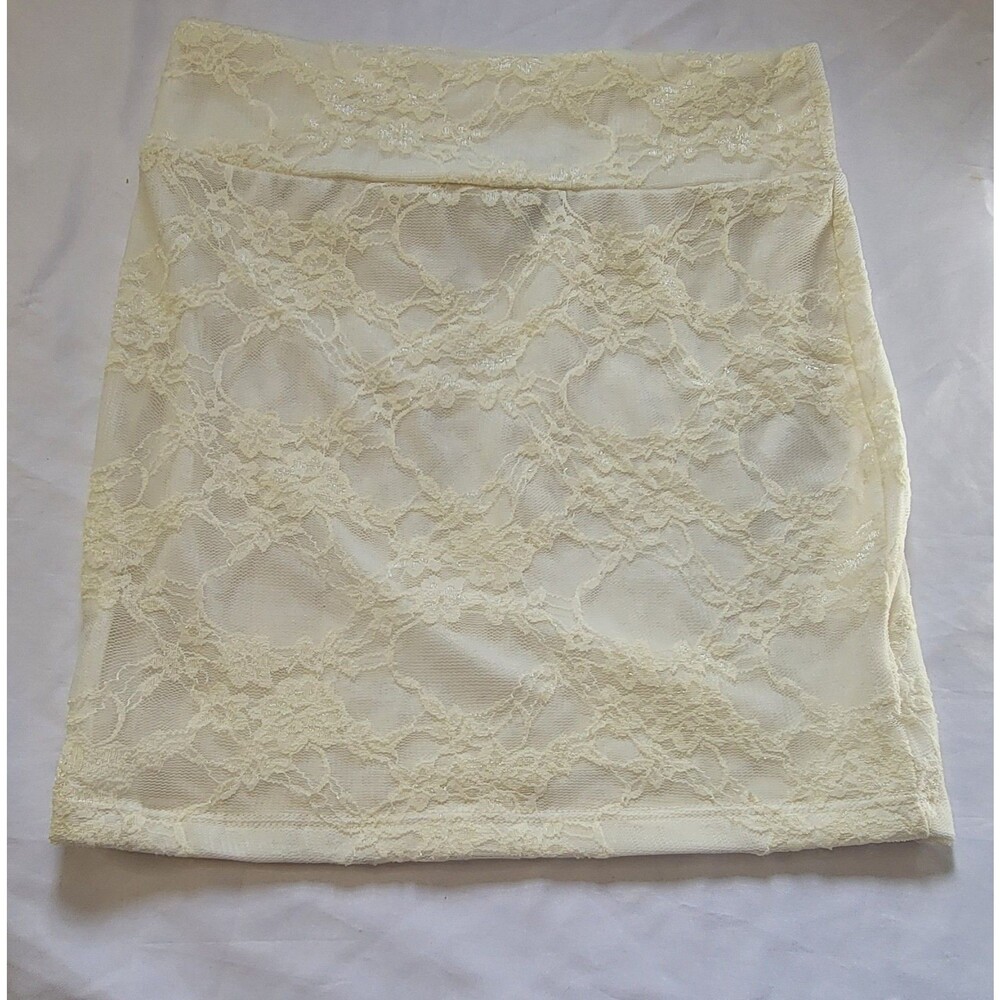Charlotte Russe Juniors S Off White Lace Overlay Pencil Mini Skirt Dressy Party